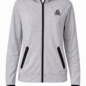 Men's Reebok Momentum Full Zip Tech Knit Hoodie-Grey Heather Size XL Large